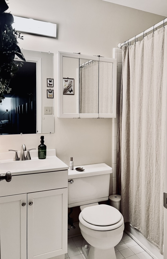 Hall Bathroom Two with vanity and shower