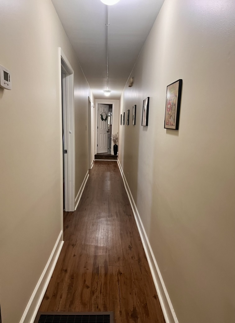 Looking up hallway from living room
