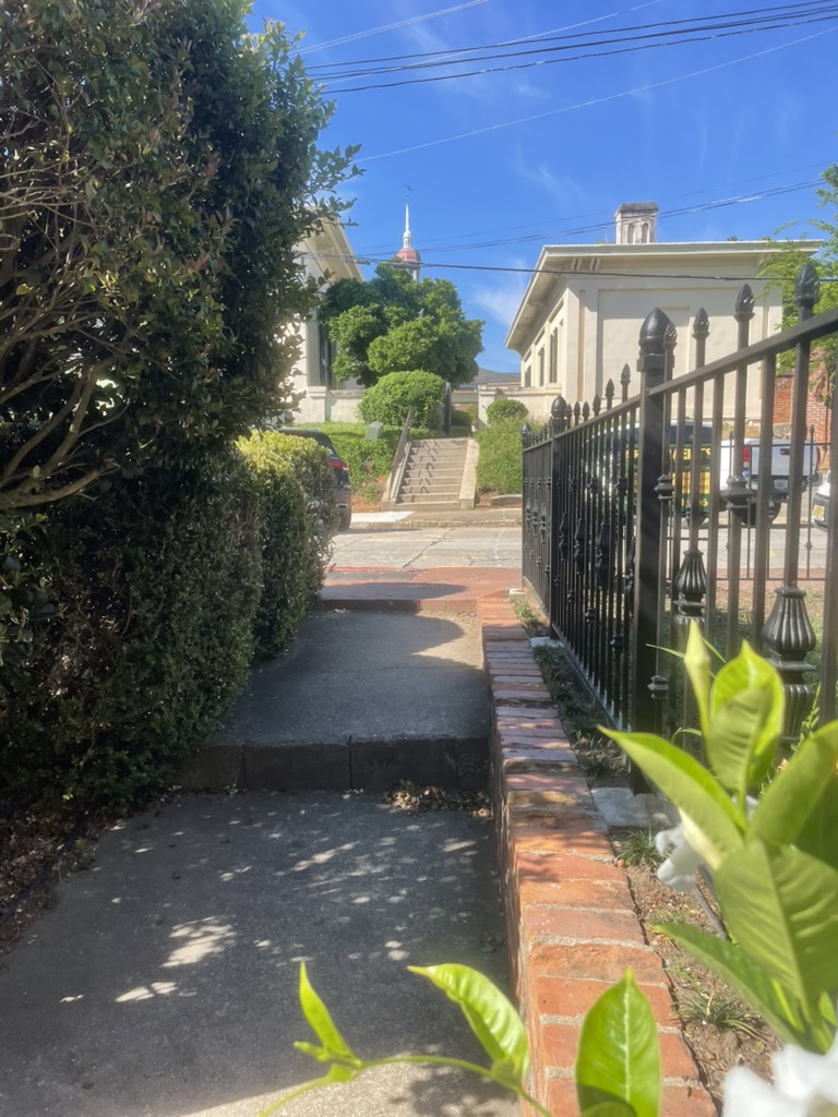 Walkway from 1023 apartment looking towards Mercer Law